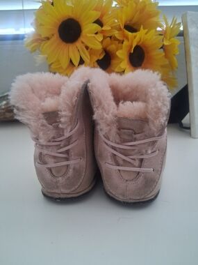 UGG Toddler Blush Pink Shearling Lace-Up Booties
